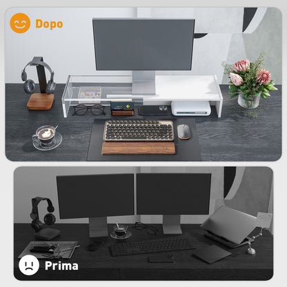 PC Monitor Stand with 2 Storage Compartments, Desktop Monitor Stand in Wood, for Laptop and Computer, Holds Up to 16kg, 100x27x15 cm, White