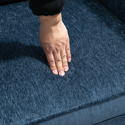 Lounge Chair with Gold Steel Legs, Comfortable 1 Seater Sofa, Side Pockets, for Living Room, Office, Bedroom, Blue