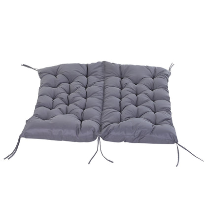 Bench Cushion with Backrest 132x110x10 cm Garden Bench Mattress for 2 Seater Bench with 6 Fastening Strings for Garden Swing Terrace Dark Gray