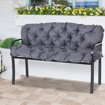 Bench Cushion with Backrest 132x110x10 cm Garden Bench Mattress for 2 Seater Bench with 6 Fastening Strings for Garden Swing Terrace Dark Gray