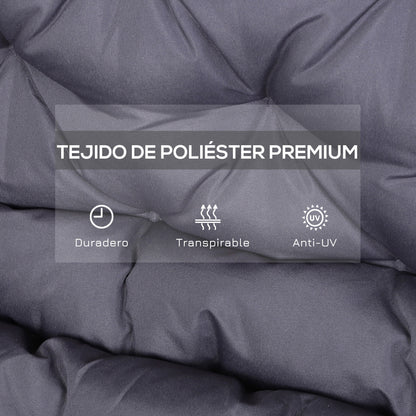 Bench Cushion with Backrest 132x110x10 cm Garden Bench Mattress for 2 Seater Bench with 6 Fastening Strings for Garden Swing Terrace Dark Gray