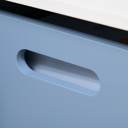 Wooden Toy Box Bench in Blue and White, Kids' Room Bench 55 x 34 x 35.5 cm