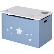 Wooden Toy Box Bench in Blue and White, Kids' Room Bench 55 x 34 x 35.5 cm