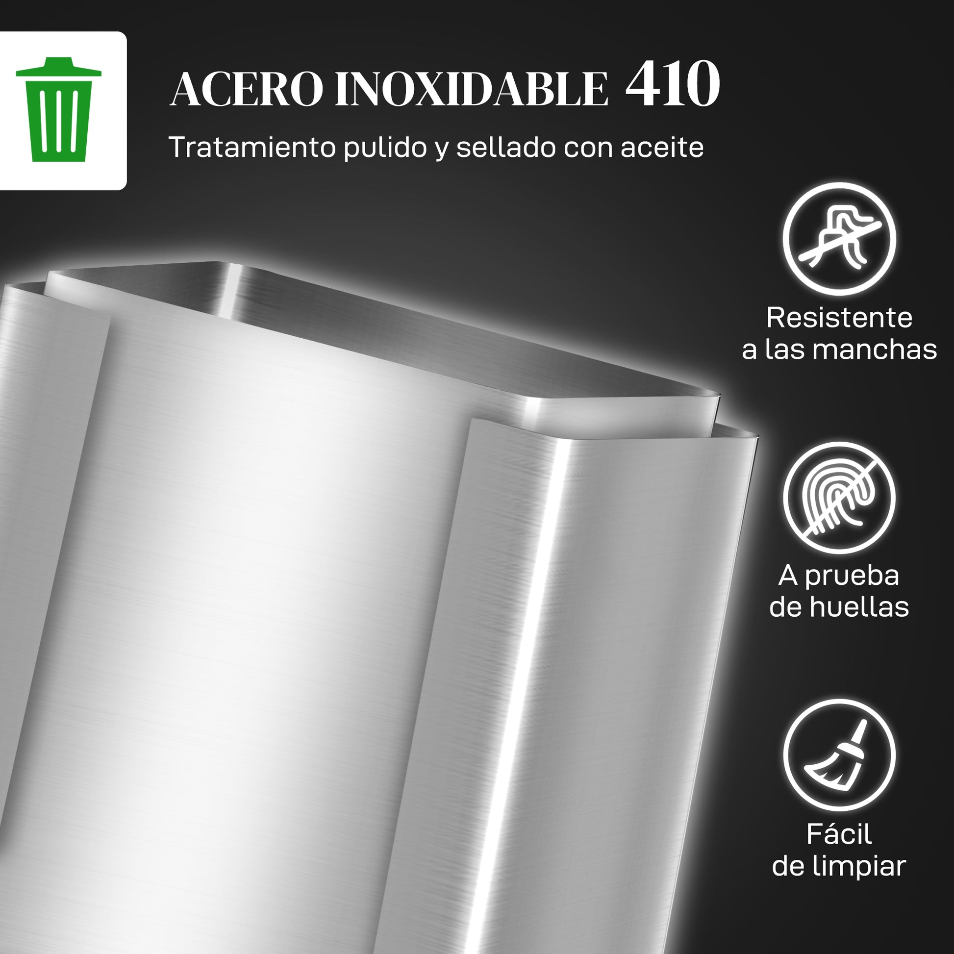 Kitchen Trash Can with 2 Compartments 2x30L Stainless Steel Garbage Bin with Soft-Close Lid and Removable Bucket for Bedroom Office Living Room Silver