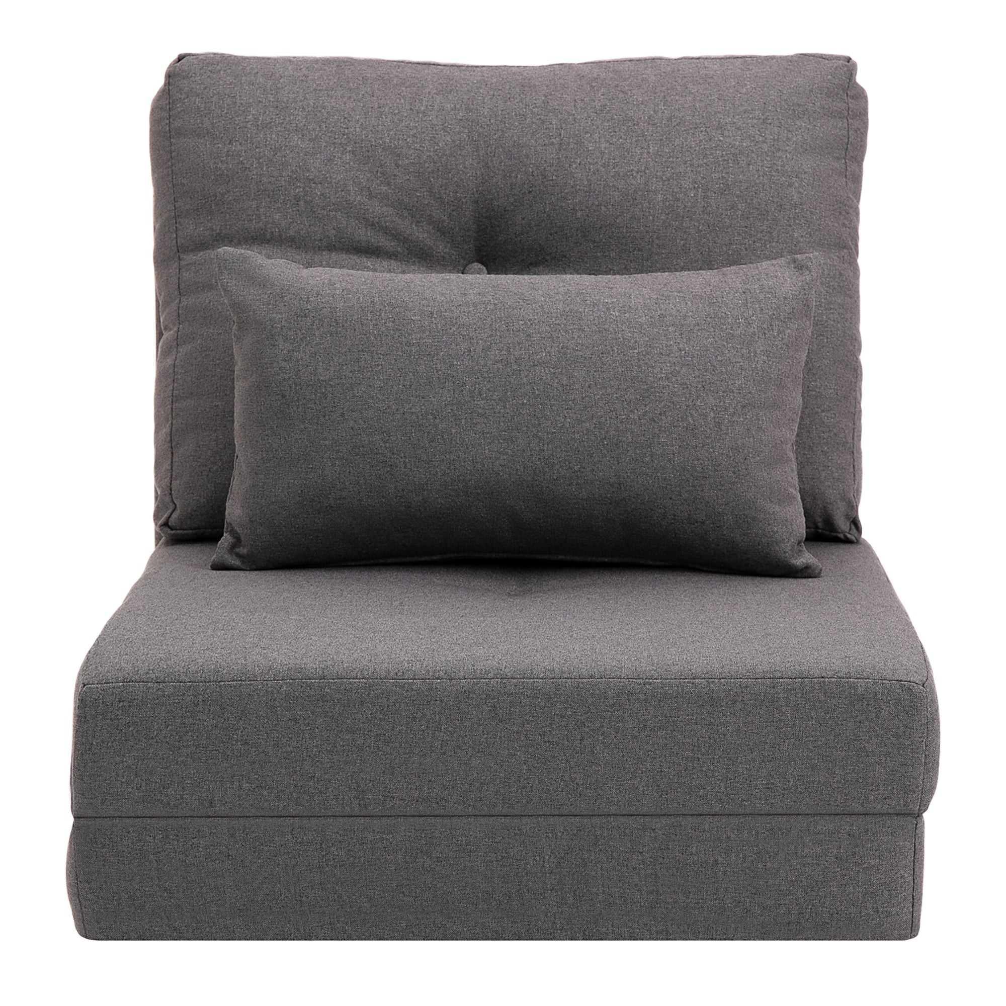 Floor Chair 2-in-1 Folding Bed with Adjustable Backrest Floor Sofa with Decorative Pillow, Floor Seat Cushion for Living Room, Bedroom, Linen, Dark Gray