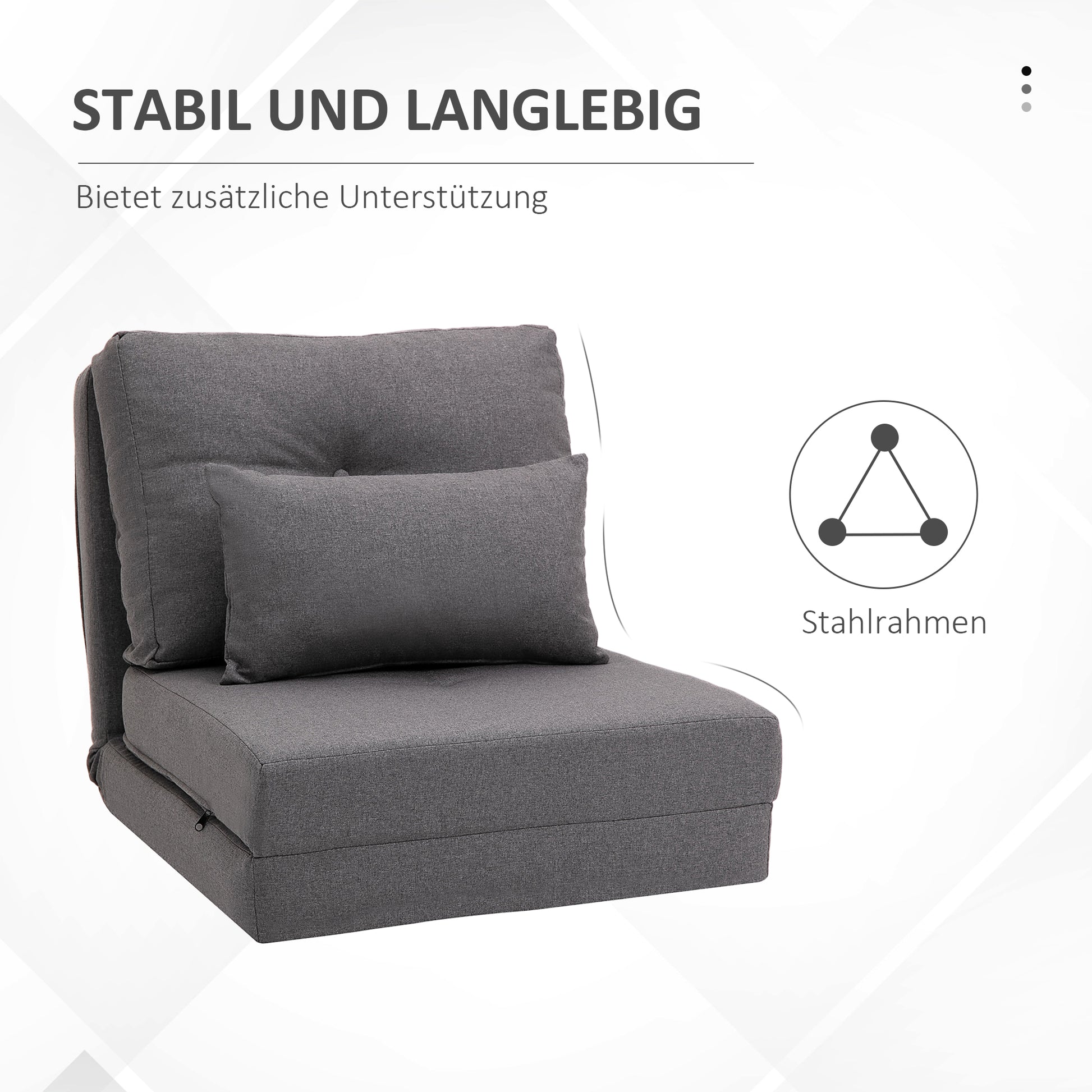 Floor Chair 2-in-1 Folding Bed with Adjustable Backrest Floor Sofa with Decorative Pillow, Floor Seat Cushion for Living Room, Bedroom, Linen, Dark Gray