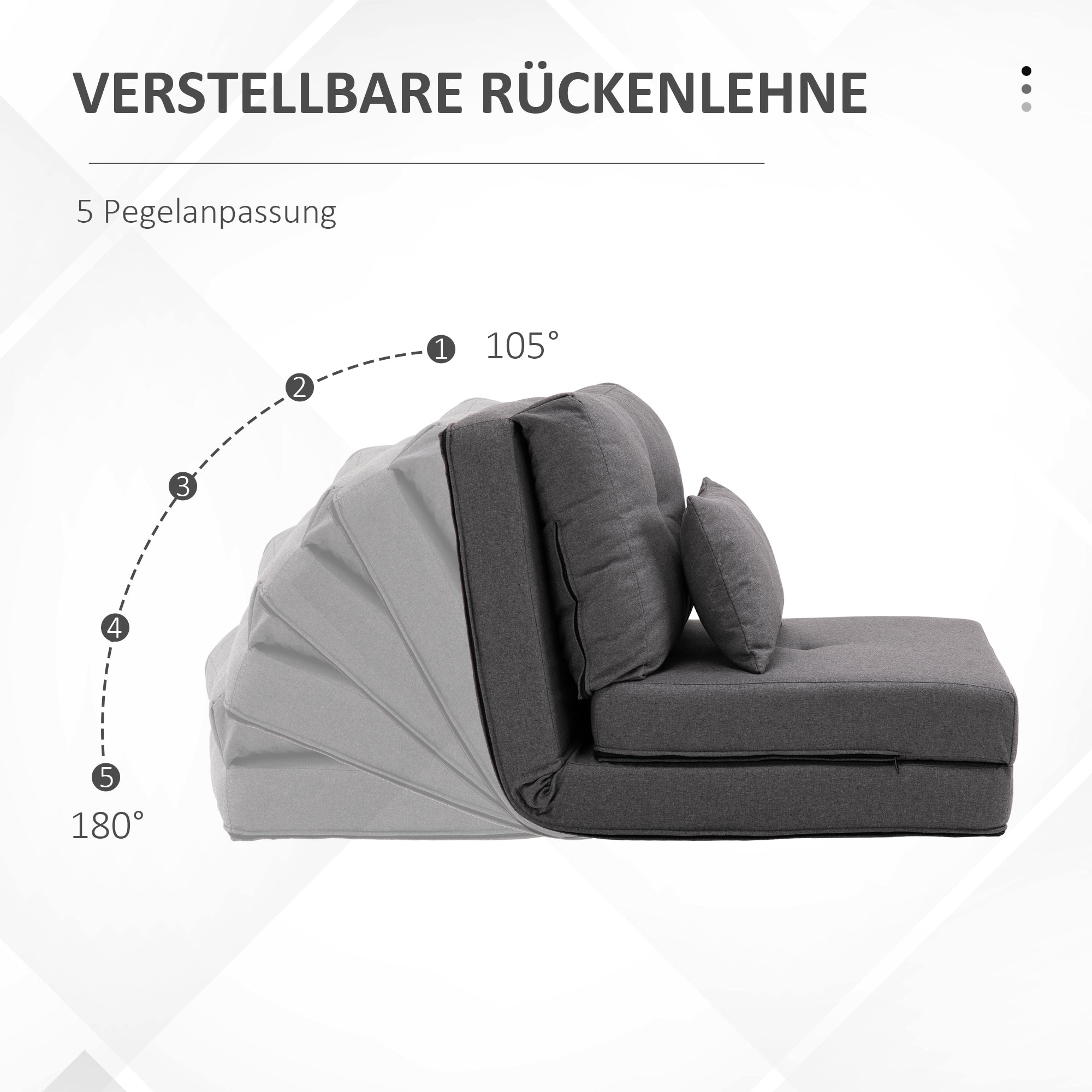 Floor Chair 2-in-1 Folding Bed with Adjustable Backrest Floor Sofa with Decorative Pillow, Floor Seat Cushion for Living Room, Bedroom, Linen, Dark Gray