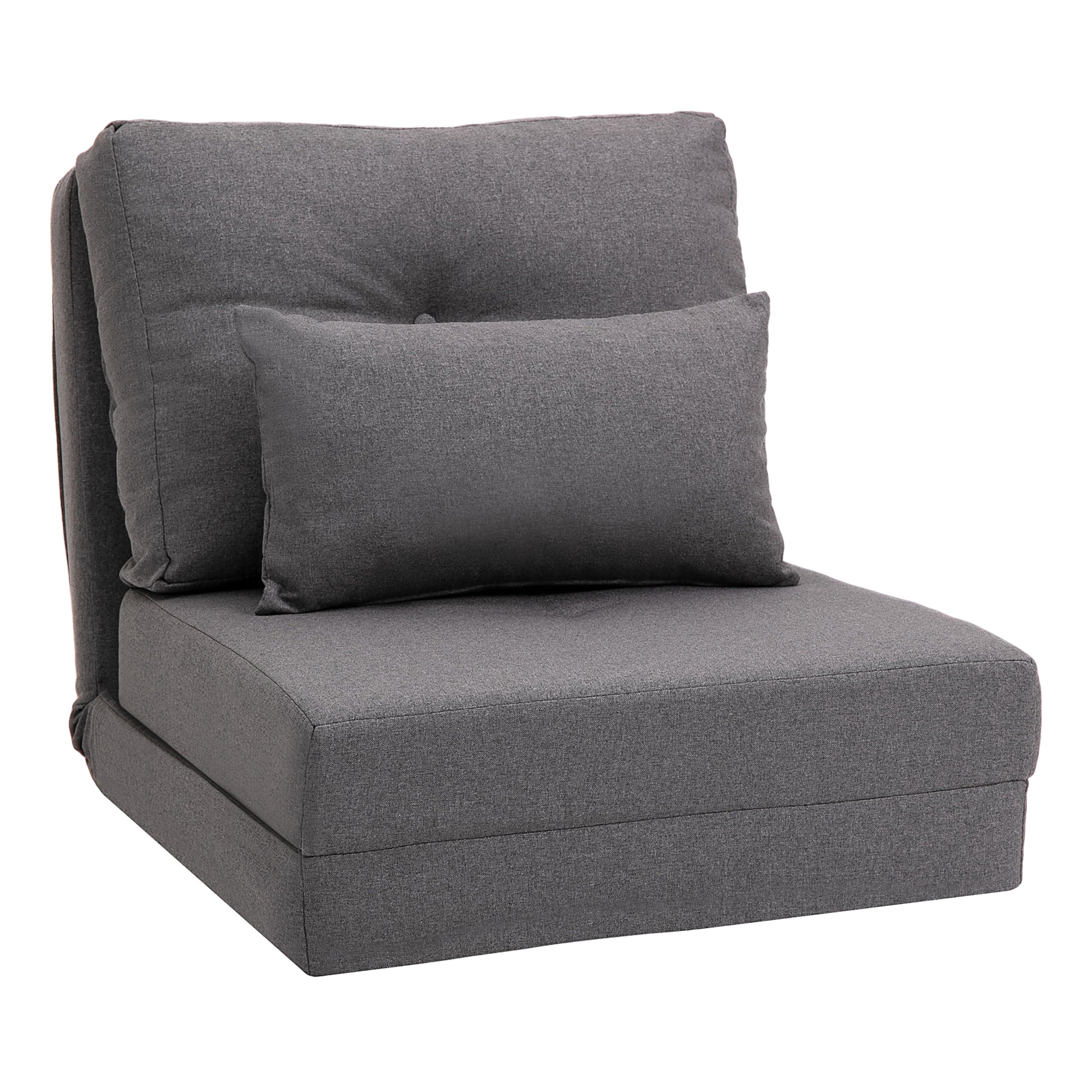 Floor Chair 2-in-1 Folding Bed with Adjustable Backrest Floor Sofa with Decorative Pillow, Floor Seat Cushion for Living Room, Bedroom, Linen, Dark Gray