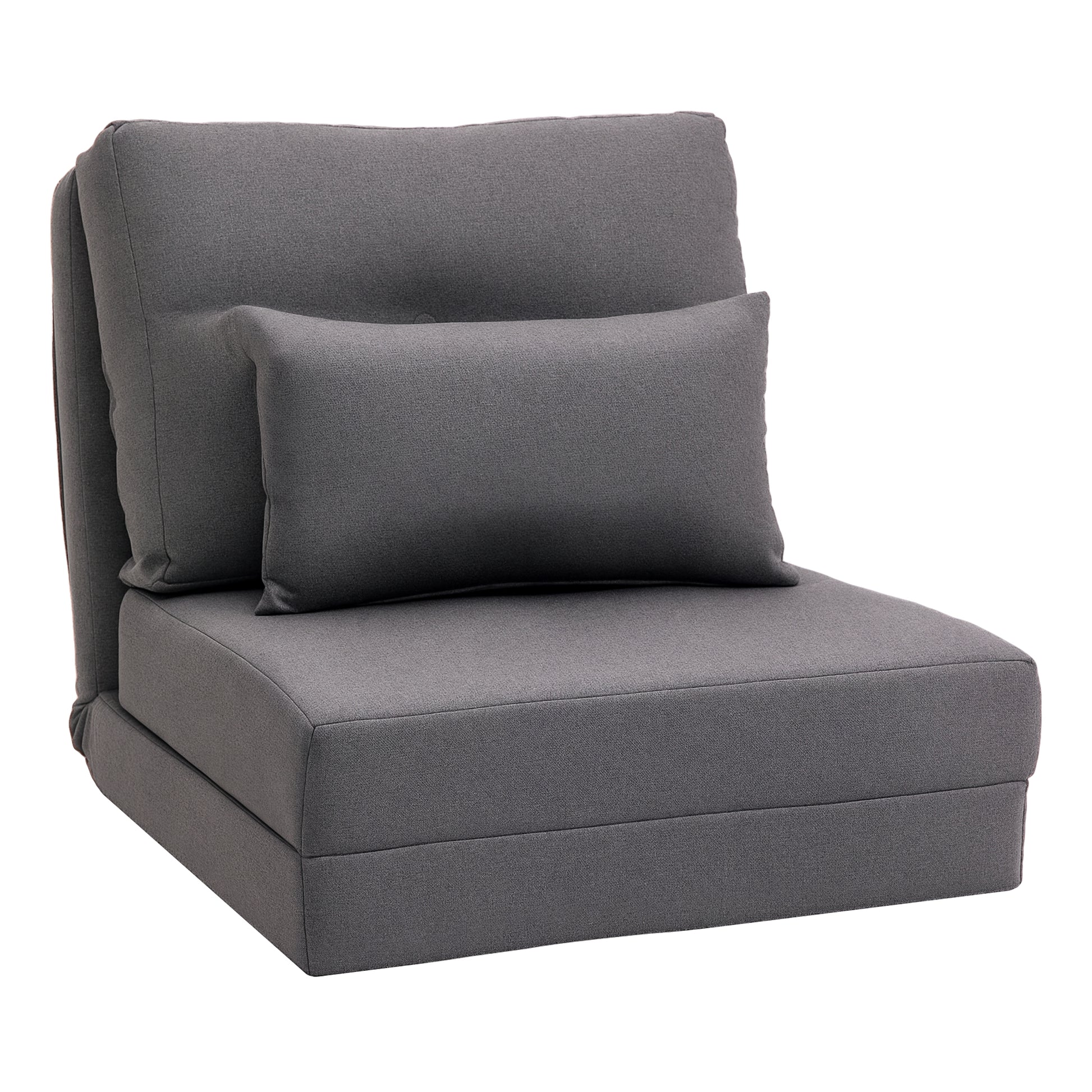Floor Chair 2-in-1 Folding Bed with Adjustable Backrest Floor Sofa with Decorative Pillow, Floor Seat Cushion for Living Room, Bedroom, Linen, Dark Gray