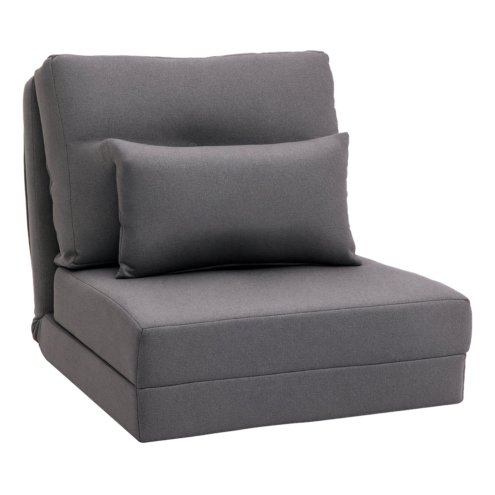 Floor Chair 2-in-1 Folding Bed with Adjustable Backrest Floor Sofa with Decorative Pillow, Floor Seat Cushion for Living Room, Bedroom, Linen, Dark Gray