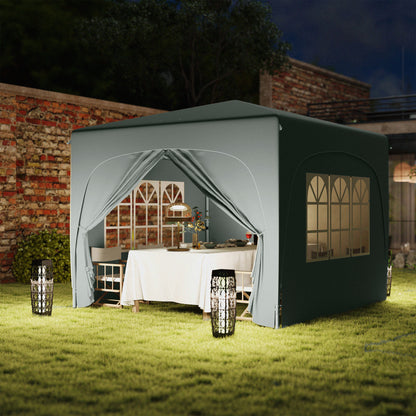 Pavilion 3x3m, Water-Resistant Stable Winter-Proof Pop-Up Folding Pavilion, UV Protection 50+, Foldable Party Tent Garden Gazebo with 4 Side Panels Carry Bag Garden Pavilion for Camping Garden, Light Gray