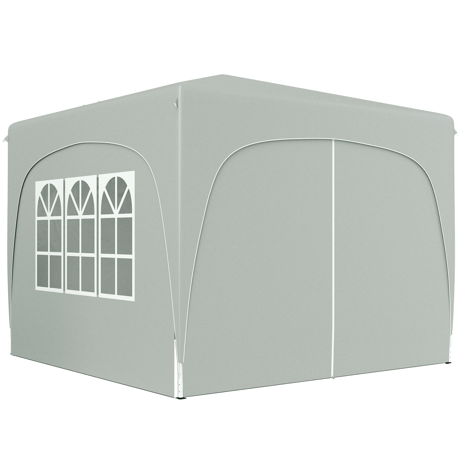 Pavilion 3x3m, Water-Resistant Stable Winter-Proof Pop-Up Folding Pavilion, UV Protection 50+, Foldable Party Tent Garden Gazebo with 4 Side Panels Carry Bag Garden Pavilion for Camping Garden, Light Gray