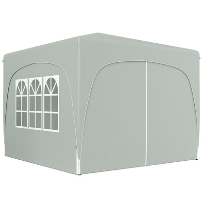 Pavilion 3x3m, Water-Resistant Stable Winter-Proof Pop-Up Folding Pavilion, UV Protection 50+, Foldable Party Tent Garden Gazebo with 4 Side Panels Carry Bag Garden Pavilion for Camping Garden, Light Gray