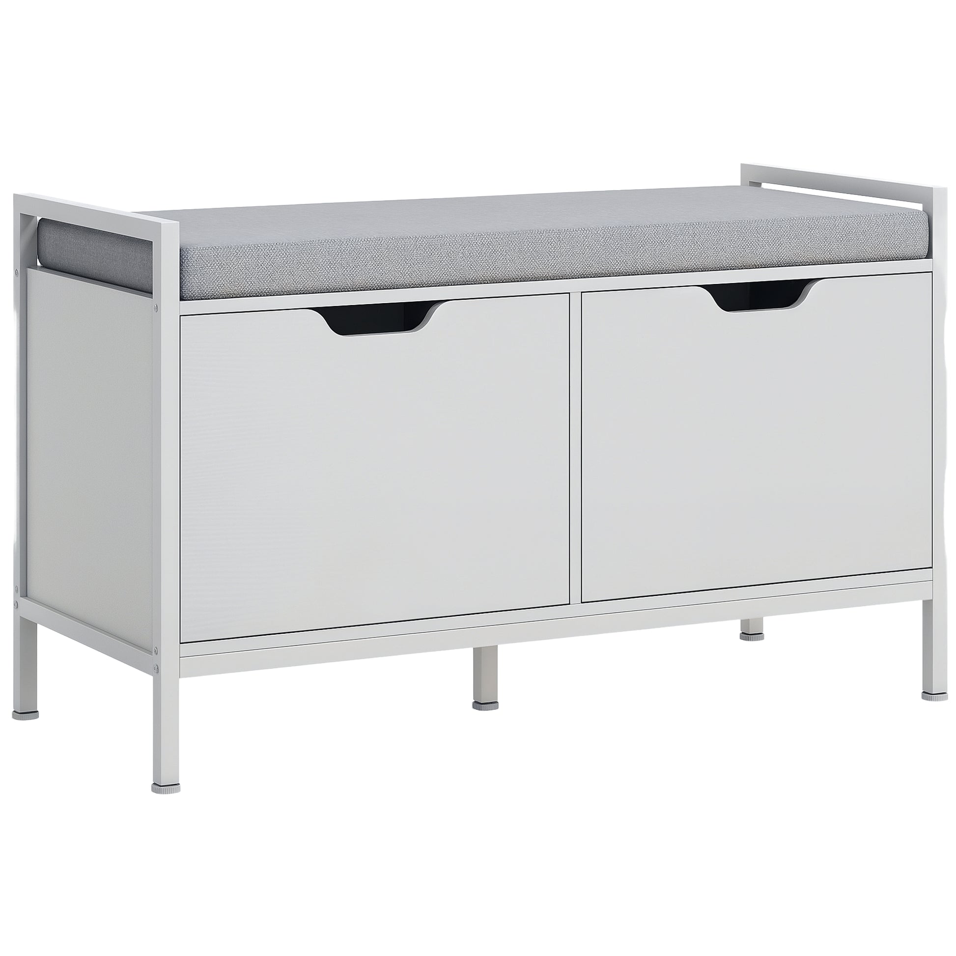 Shoe Bench Shoe Cabinet with Removable Cushioned Seat for 4 Pairs of Shoes Shoe Bench for Entryway Hallway Living Room 84x35x50 cm White