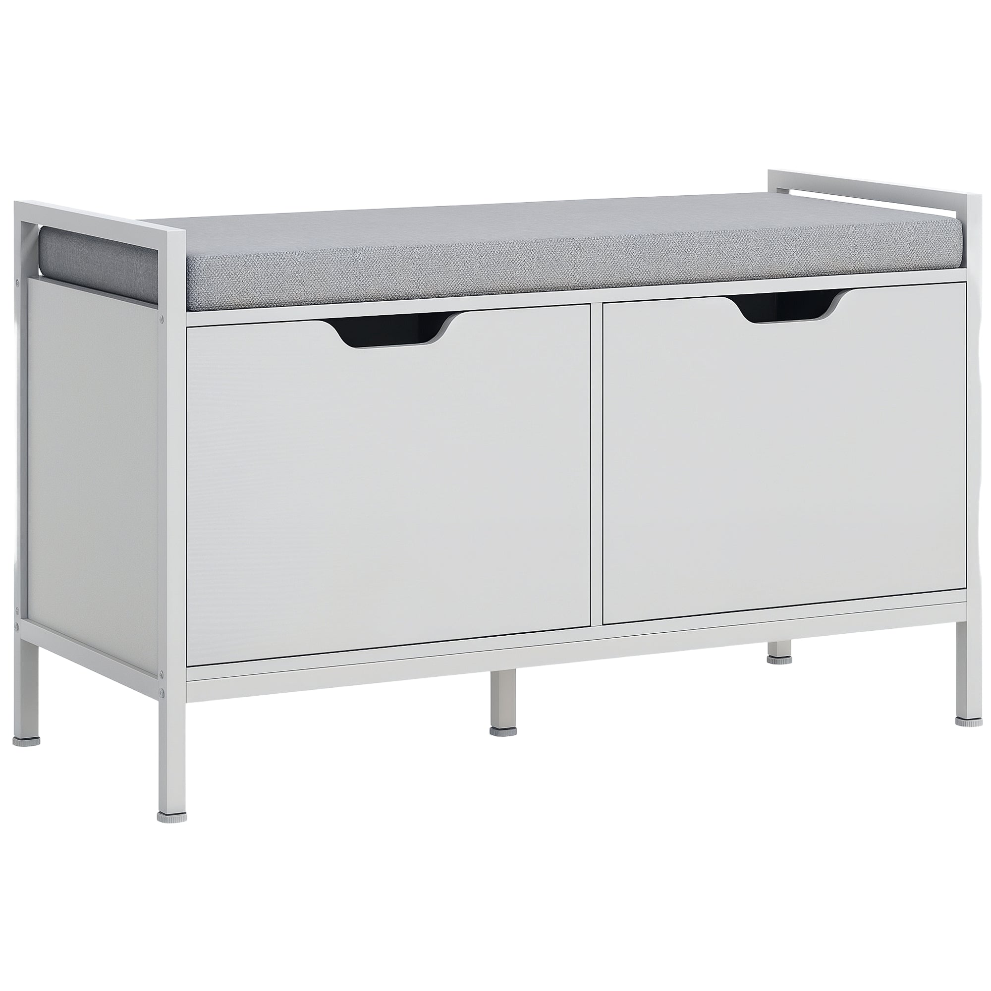 Shoe Bench Shoe Cabinet with Removable Cushioned Seat for 4 Pairs of Shoes Shoe Bench for Entryway Hallway Living Room 84x35x50 cm White