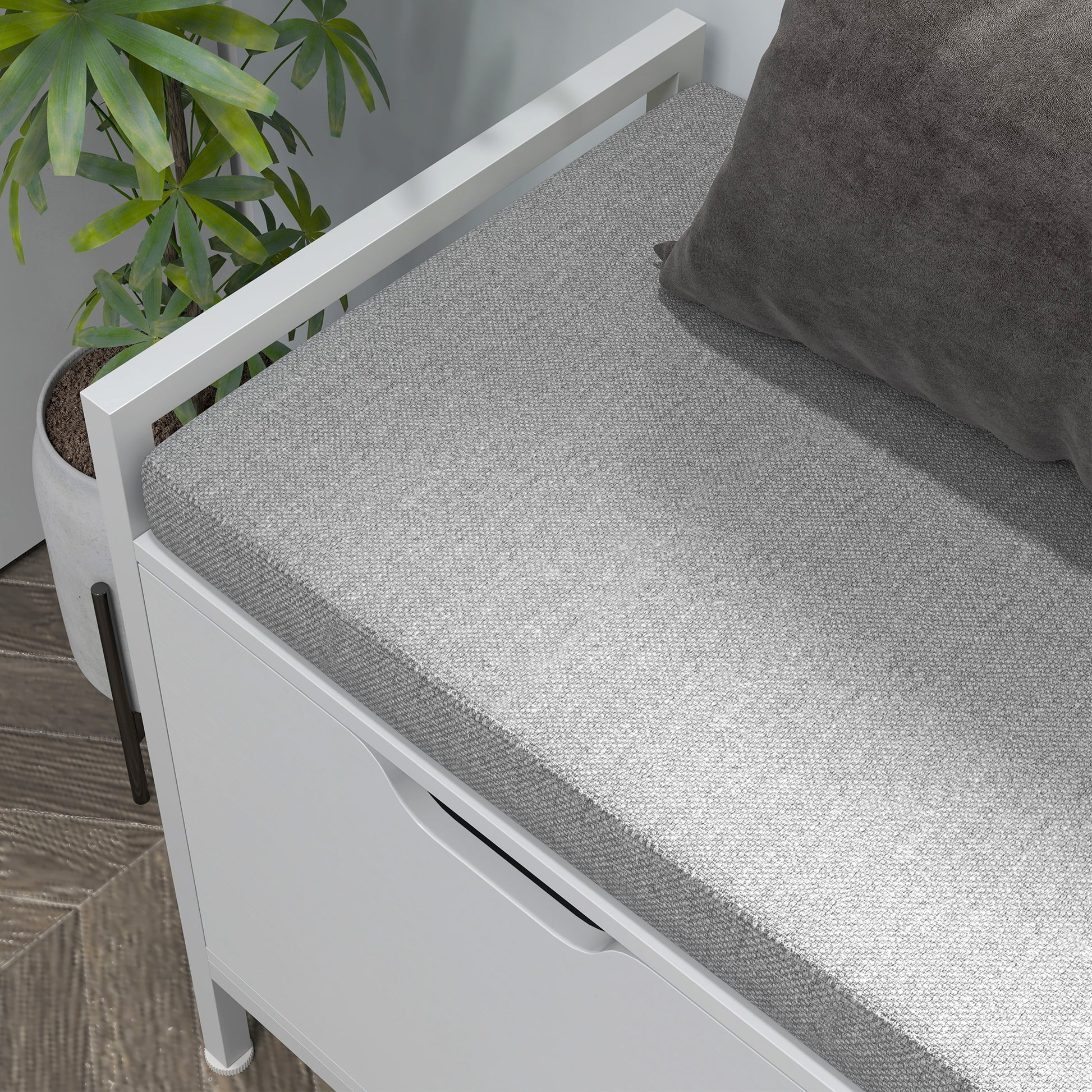 Shoe Bench Shoe Cabinet with Removable Cushioned Seat for 4 Pairs of Shoes Shoe Bench for Entryway Hallway Living Room 84x35x50 cm White