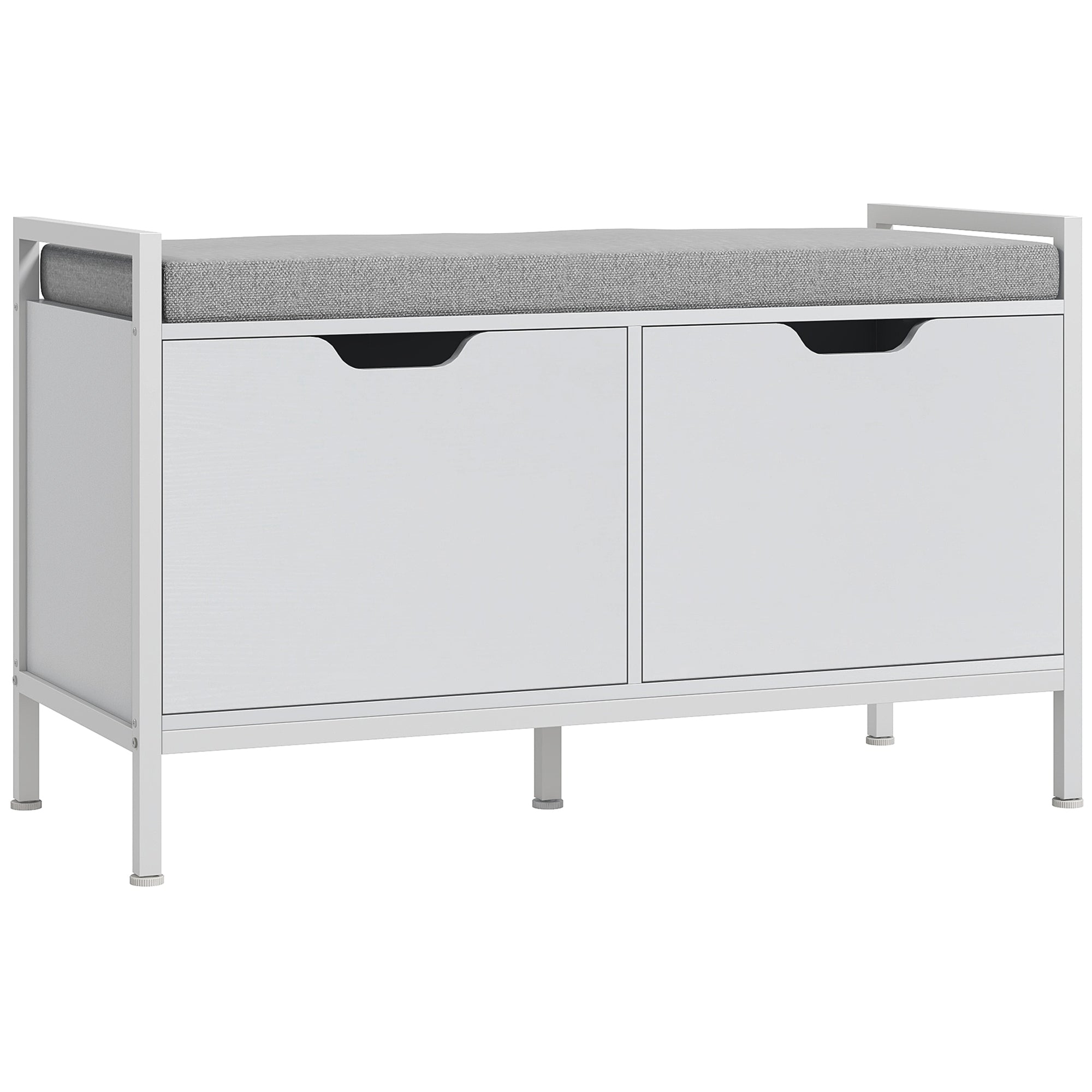 Shoe Bench Shoe Cabinet with Removable Cushioned Seat for 4 Pairs of Shoes Shoe Bench for Entryway Hallway Living Room 84x35x50 cm White