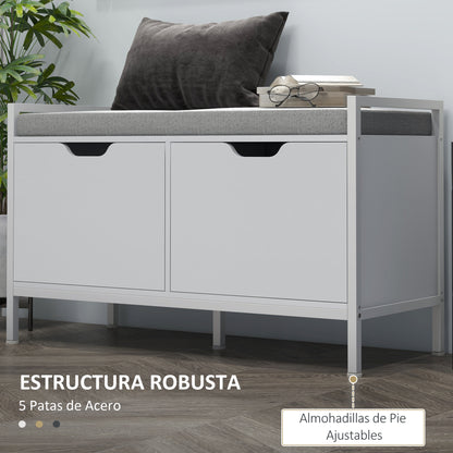 Shoe Bench Shoe Cabinet with Removable Cushioned Seat for 4 Pairs of Shoes Shoe Bench for Entryway Hallway Living Room 84x35x50 cm White