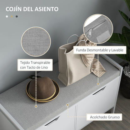 Shoe Bench Shoe Cabinet with Removable Cushioned Seat for 4 Pairs of Shoes Shoe Bench for Entryway Hallway Living Room 84x35x50 cm White