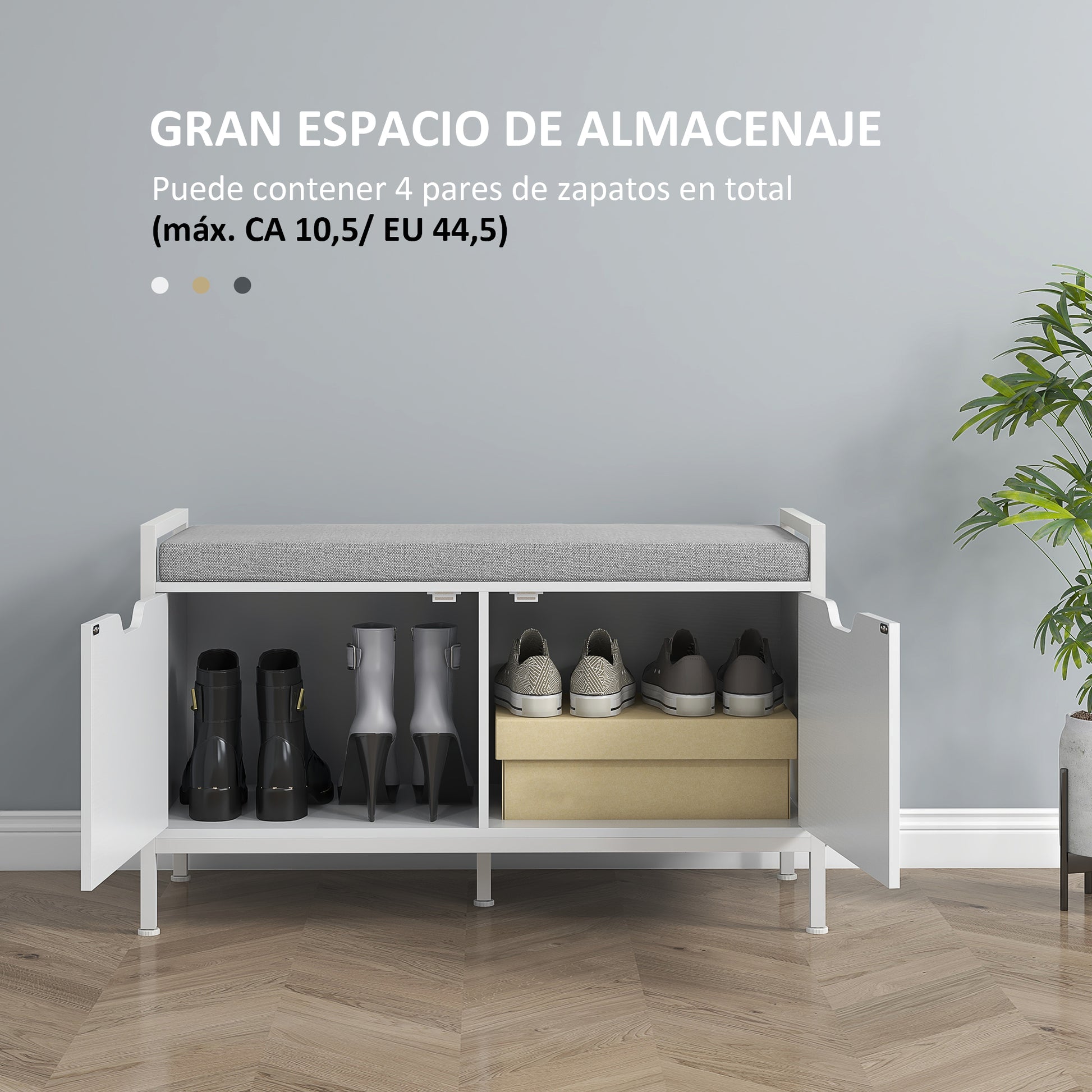 Shoe Bench Shoe Cabinet with Removable Cushioned Seat for 4 Pairs of Shoes Shoe Bench for Entryway Hallway Living Room 84x35x50 cm White