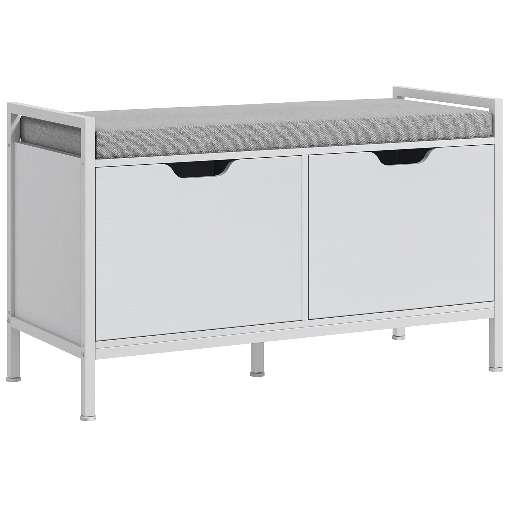 Shoe Bench Shoe Cabinet with Removable Cushioned Seat for 4 Pairs of Shoes Shoe Bench for Entryway Hallway Living Room 84x35x50 cm White