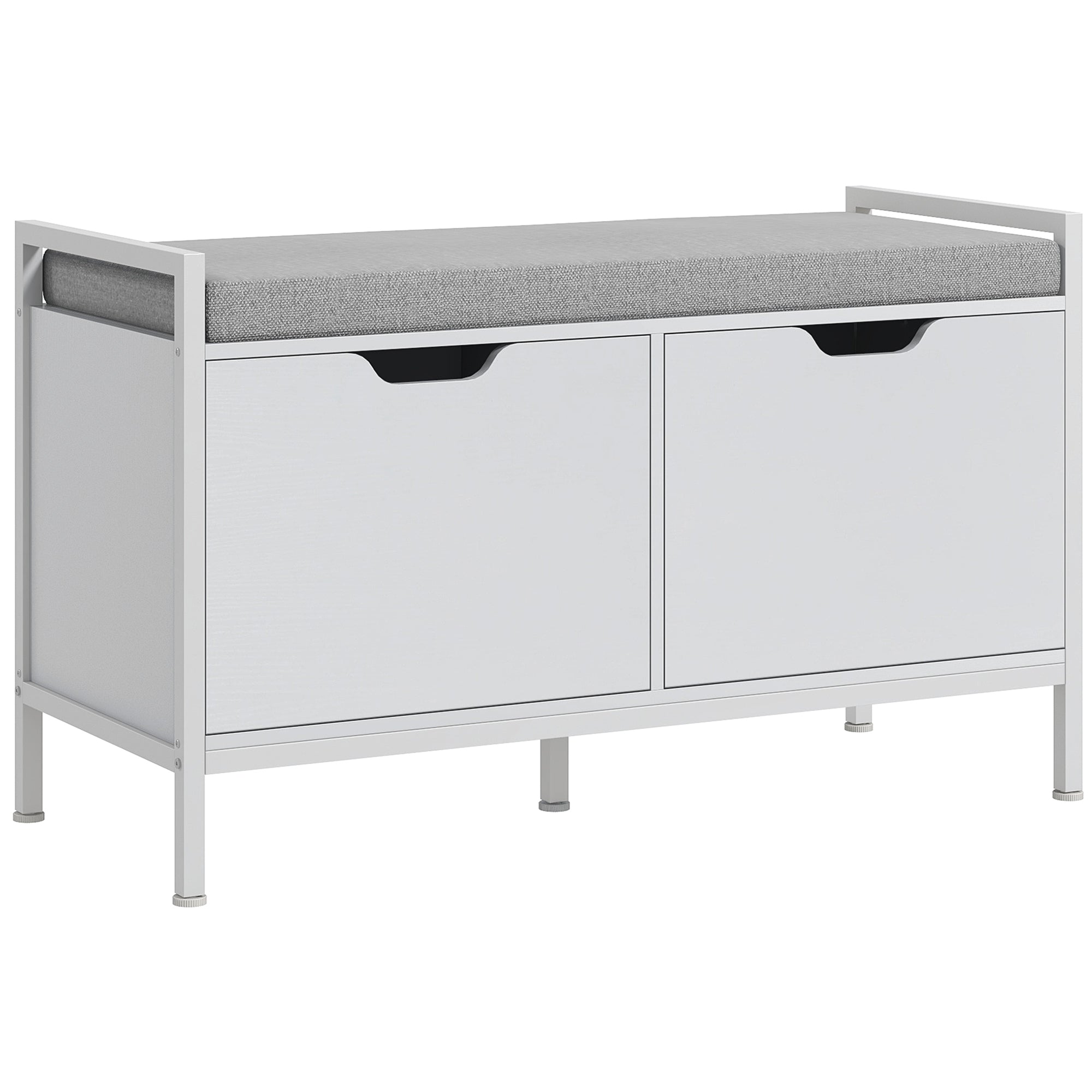 Shoe Bench Shoe Cabinet with Removable Cushioned Seat for 4 Pairs of Shoes Shoe Bench for Entryway Hallway Living Room 84x35x50 cm White
