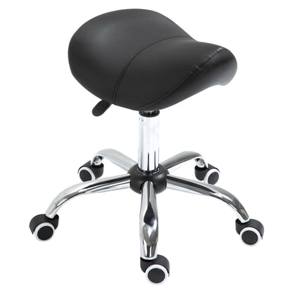 Saddle Stool Work Stool Swivel Stool Rolling Stool Beauty Stool Padded Height Adjustable (Black)