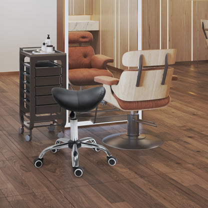 Saddle Stool Work Stool Swivel Stool Rolling Stool Beauty Stool Padded Height Adjustable (Black)