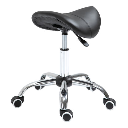 Saddle Stool Work Stool Swivel Stool Rolling Stool Beauty Stool Padded Height Adjustable (Black)