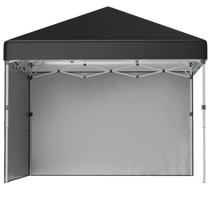 Pop-up folding garden gazebo adjustable in height UV 30+ protection 2 sidewalls - includes carrying bag - for outdoor party, event - 297 x 297 x 288 cm black