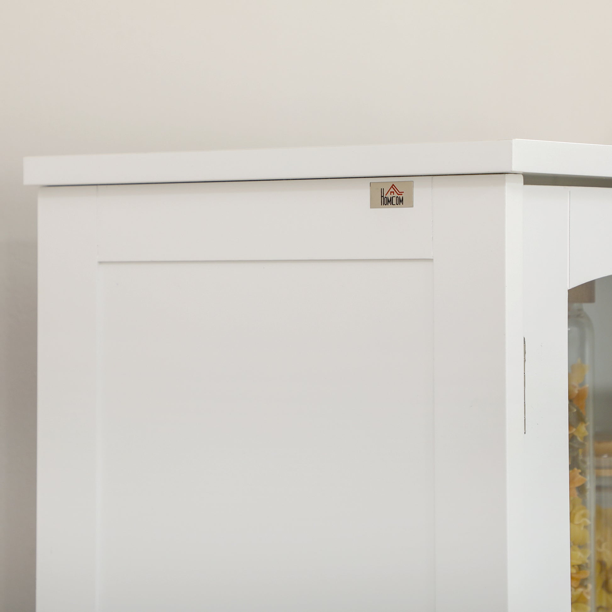 Kitchen Pantry Sideboard Buffet Cabinet with 4 Doors 1 Drawer and 2 Adjustable Shelves for Living Room 60x30x160 cm White