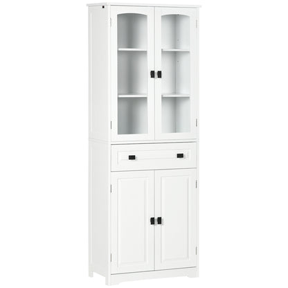 Kitchen Pantry Sideboard Buffet Cabinet with 4 Doors 1 Drawer and 2 Adjustable Shelves for Living Room 60x30x160 cm White