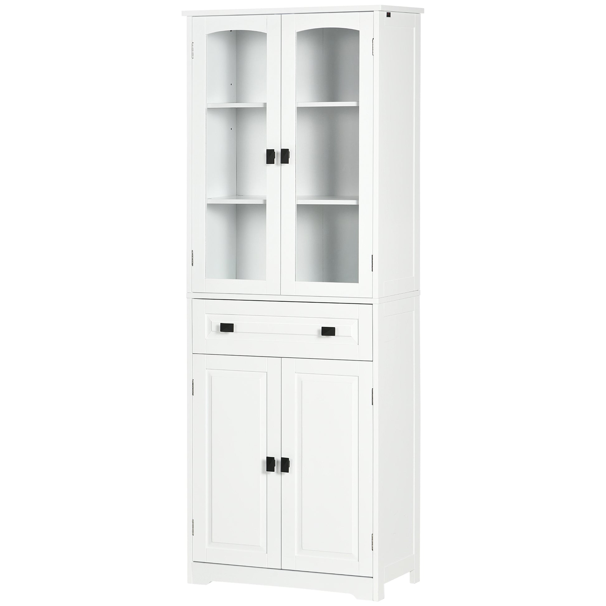 Kitchen Pantry Sideboard Buffet Cabinet with 4 Doors 1 Drawer and 2 Adjustable Shelves for Living Room 60x30x160 cm White