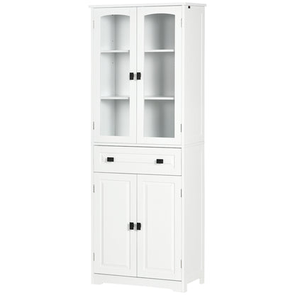 Kitchen Pantry Sideboard Buffet Cabinet with 4 Doors 1 Drawer and 2 Adjustable Shelves for Living Room 60x30x160 cm White