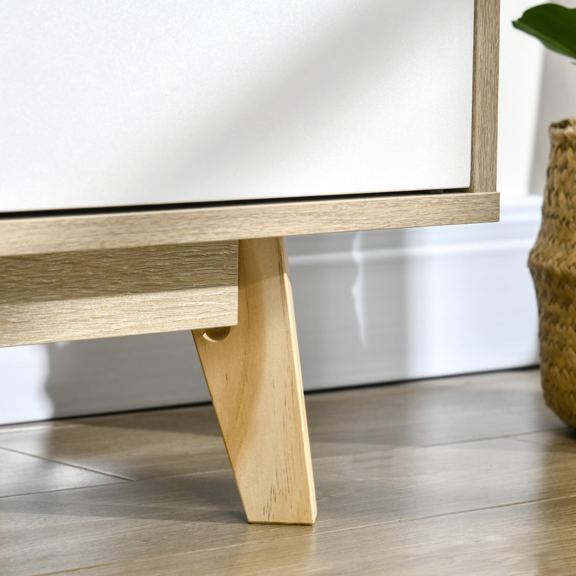 TV Stand for TVs up to 55 Inches Modern TV Stand with 2 Doors 2 Open Shelves and Adjustable Shelf for Bedroom 120x40x55 cm Natural and White