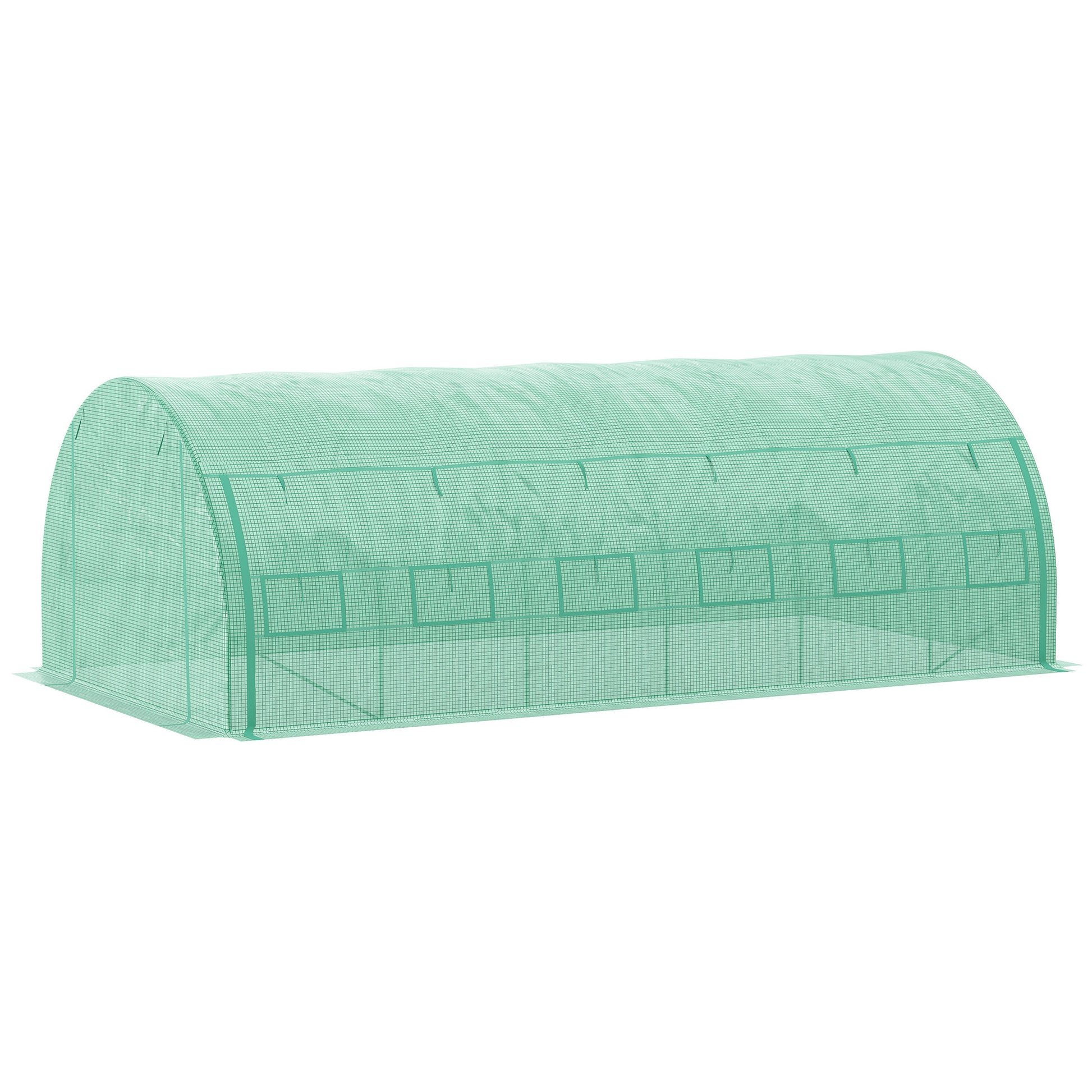 Poly Tunnel Greenhouse 6 x 3 x 2 m Walk-In Greenhouse with Roll-Up Covers Poly Tunnel Greenhouse UV Protection Steel Pipe Green