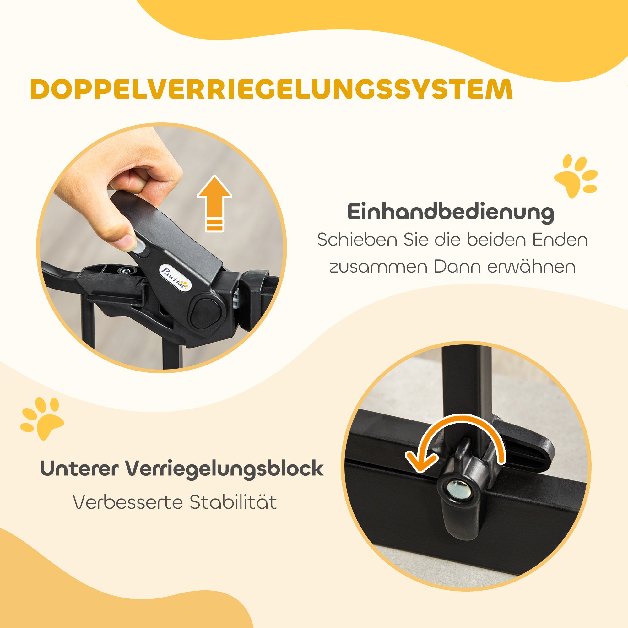 Dog Door Gate, Stair Gate, 74-80 cm Dog Door Gate, Stair Protection, Safety Gate, Automatic Lock, Steel, Black
