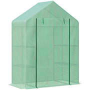 Foliage Greenhouse with 6 Shelves Walk-in Garden Shed Greenhouse Tomato House Plant House with Roll-up Entrance Cold Frame Green 141 x 72 x 191 cm