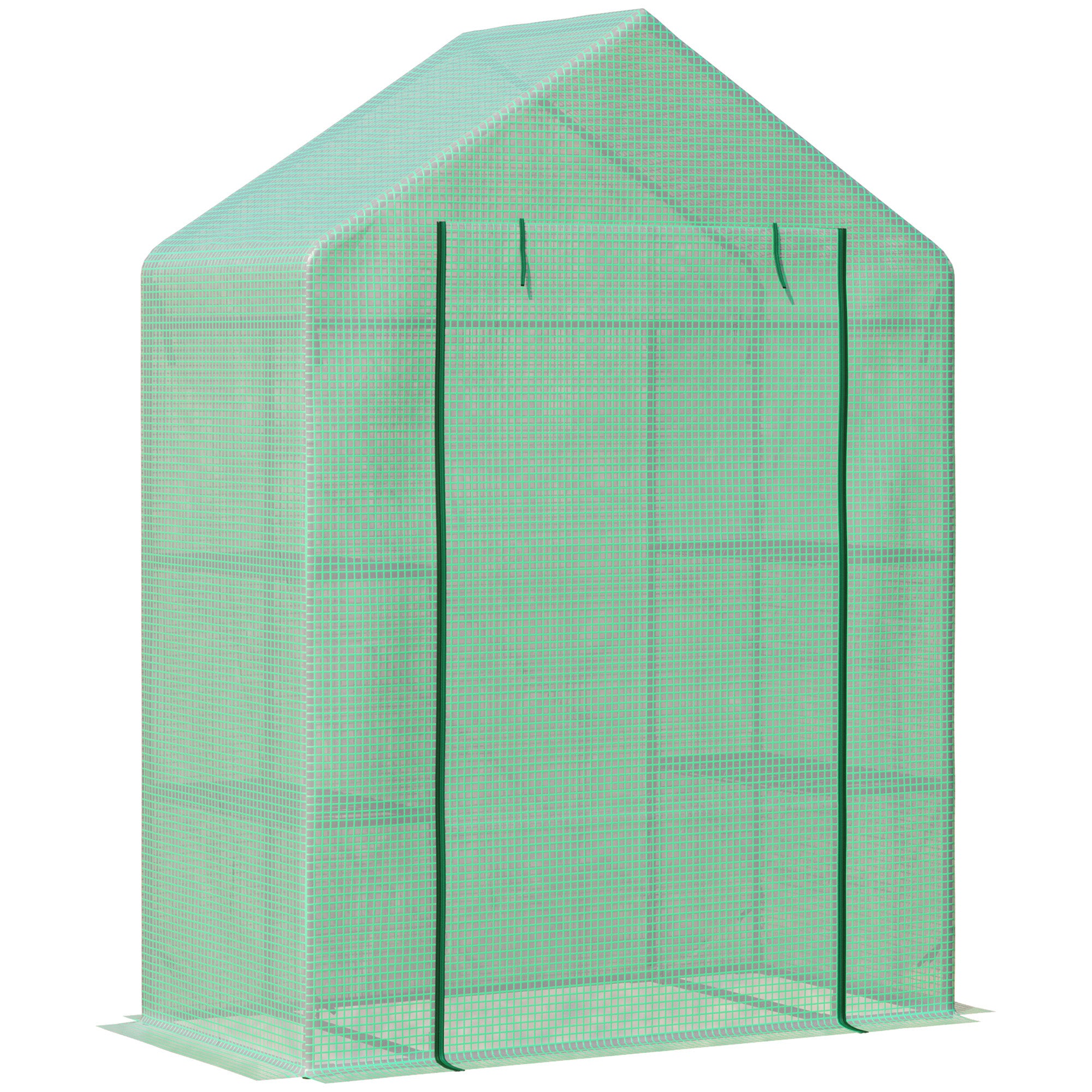Foliage Greenhouse with 6 Shelves Walk-in Garden Shed Greenhouse Tomato House Plant House with Roll-up Entrance Cold Frame Green 141 x 72 x 191 cm