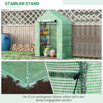 Foliage Greenhouse with 6 Shelves Walk-in Garden Shed Greenhouse Tomato House Plant House with Roll-up Entrance Cold Frame Green 141 x 72 x 191 cm