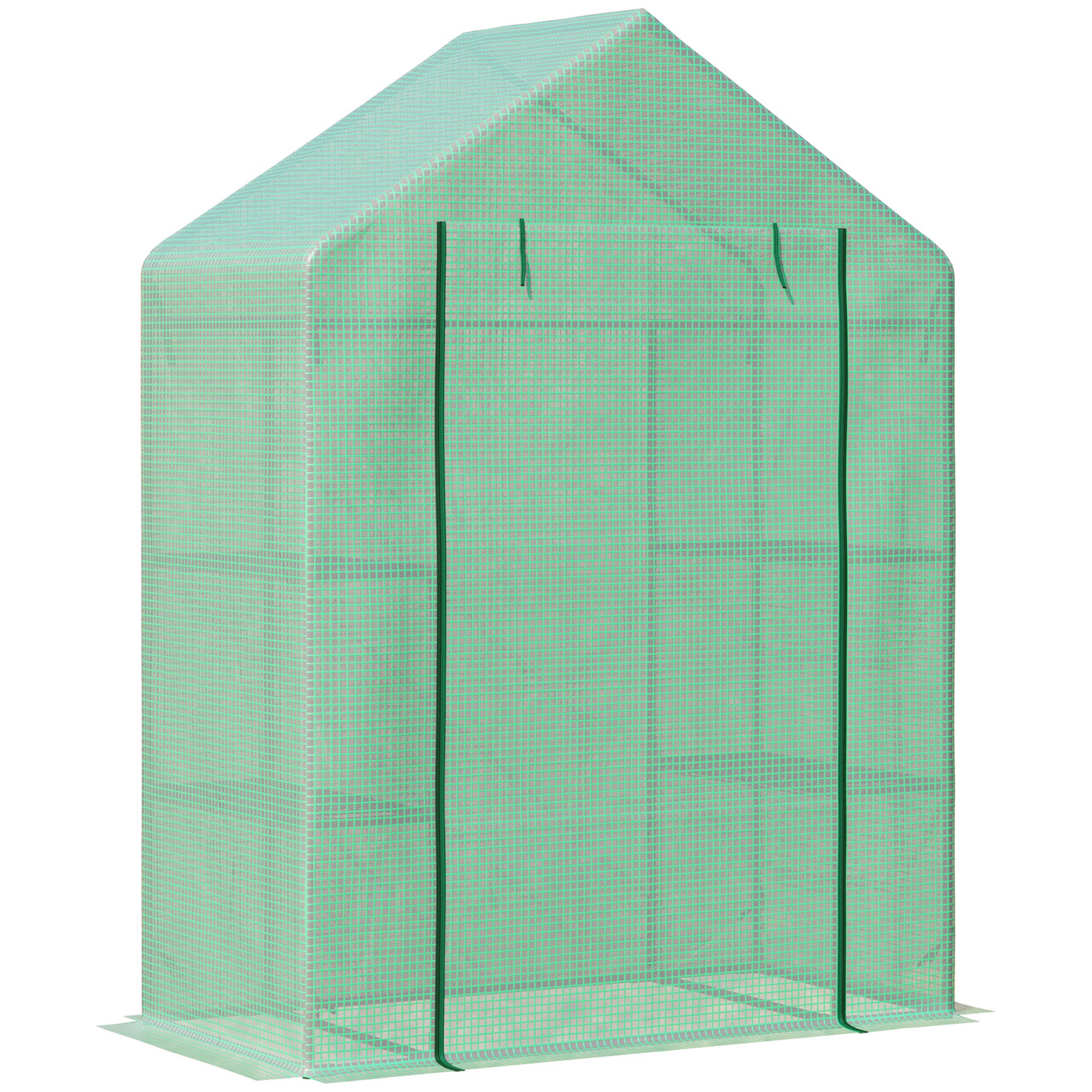 Foliage Greenhouse with 6 Shelves Walk-in Garden Shed Greenhouse Tomato House Plant House with Roll-up Entrance Cold Frame Green 141 x 72 x 191 cm