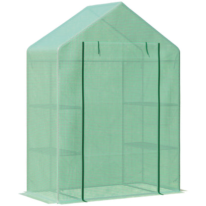 Foliage Greenhouse with 6 Shelves Walk-in Garden Shed Greenhouse Tomato House Plant House with Roll-up Entrance Cold Frame Green 141 x 72 x 191 cm