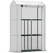 Greenhouse with Shelves Roll-up Door, Winterproof Steel Frame Greenhouse, Greenhouse for Balcony, Garden, Tomato House with UV Protection 100x40x150cm Tomato Greenhouse for Vegetables Flowers Plants White