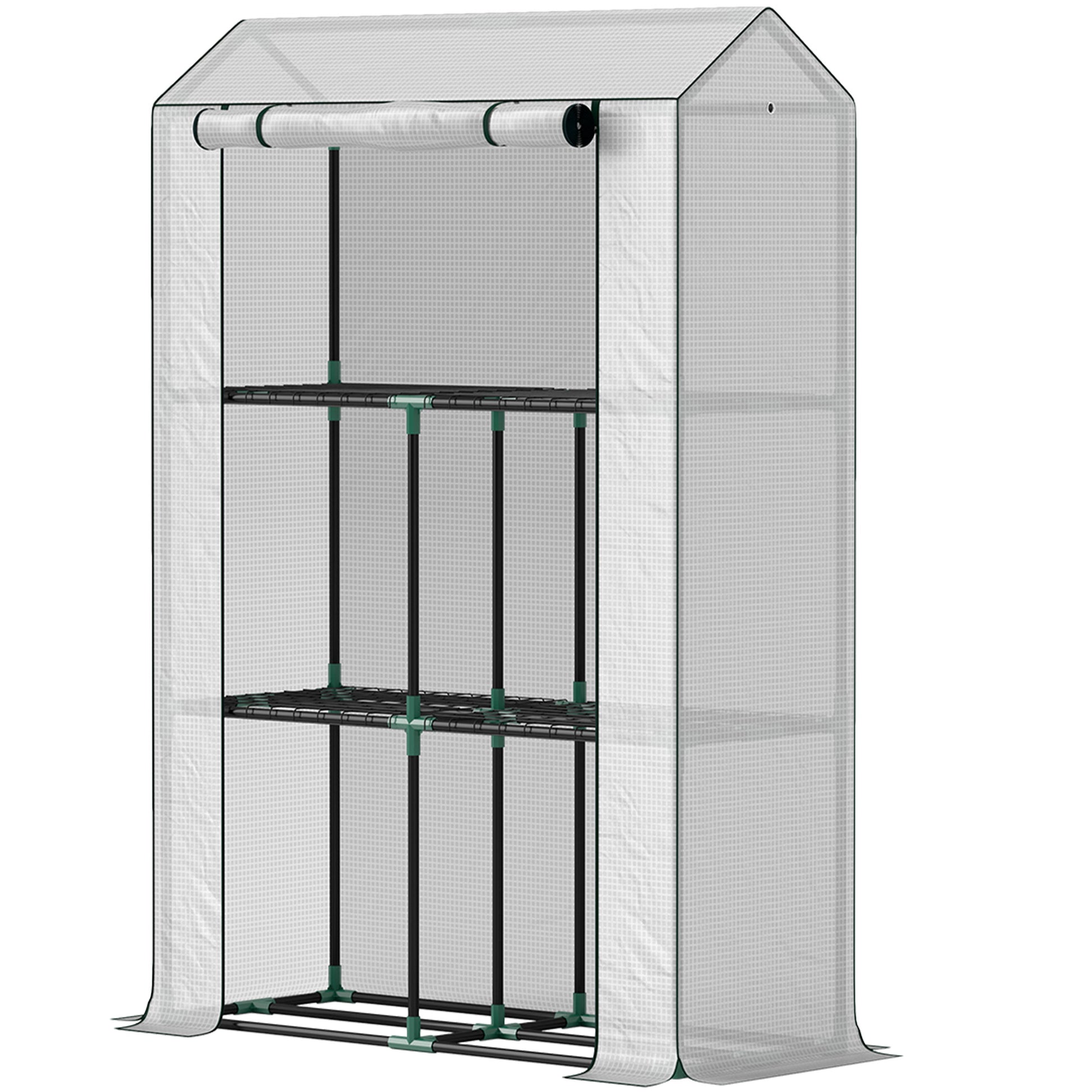 Greenhouse with Shelves Roll-up Door, Winterproof Steel Frame Greenhouse, Greenhouse for Balcony, Garden, Tomato House with UV Protection 100x40x150cm Tomato Greenhouse for Vegetables Flowers Plants White