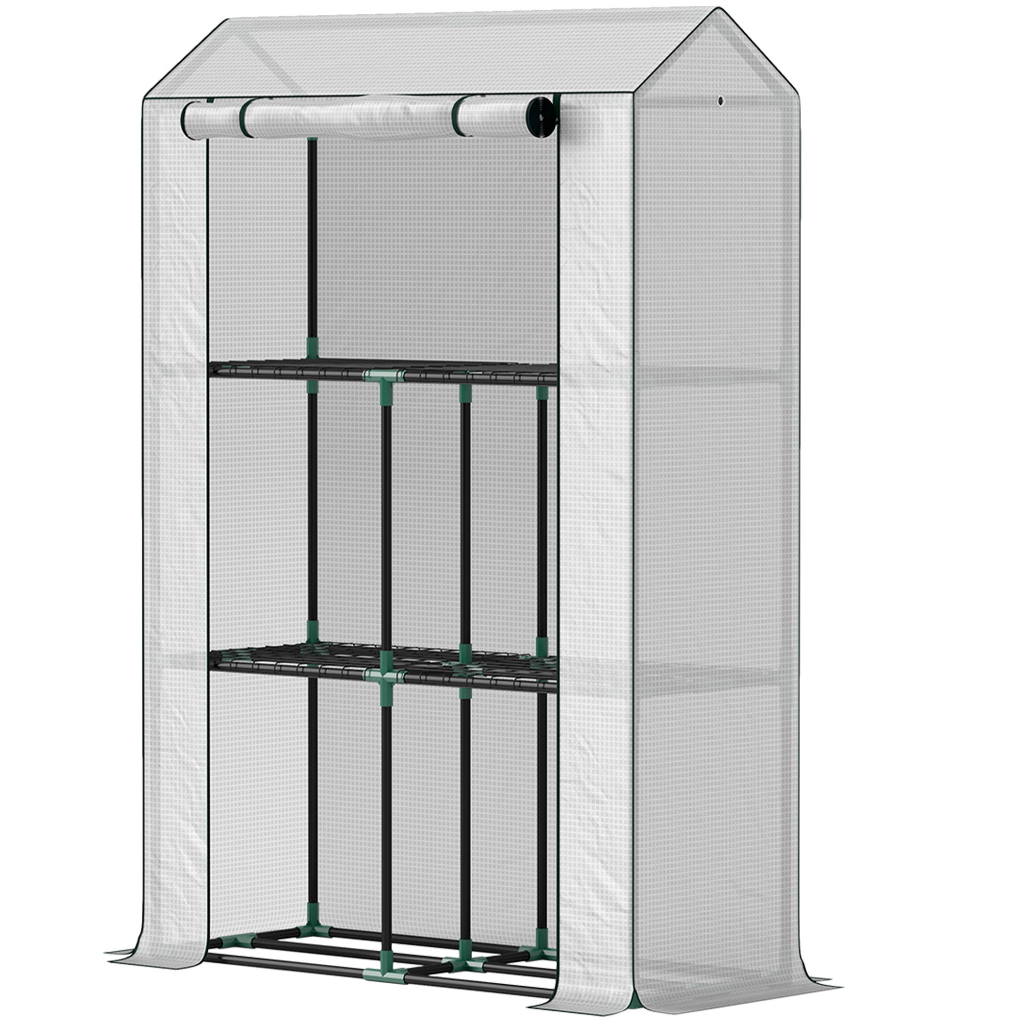 Greenhouse with Shelves Roll-up Door, Winterproof Steel Frame Greenhouse, Greenhouse for Balcony, Garden, Tomato House with UV Protection 100x40x150cm Tomato Greenhouse for Vegetables Flowers Plants White
