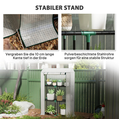 Greenhouse with Shelves Roll-up Door, Winterproof Steel Frame Greenhouse, Greenhouse for Balcony, Garden, Tomato House with UV Protection 100x40x150cm Tomato Greenhouse for Vegetables Flowers Plants White