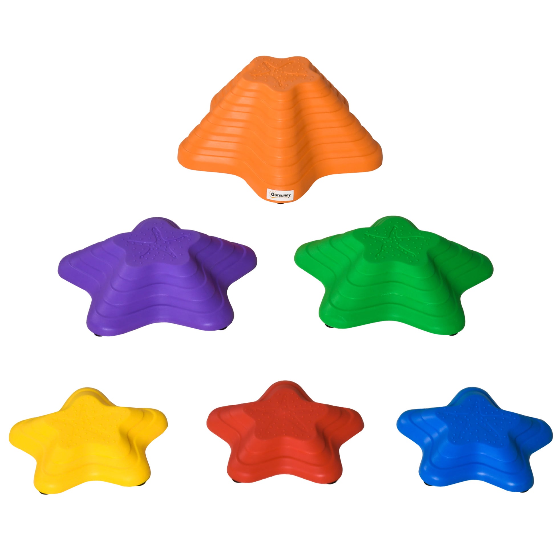 River Stones, 6-pc Balancing Stones, Balance Game, Non-Slip Stackable Stones, Stepping Stones Up to 80 kg Load Capacity, for Children Aged 3-8, Multicolored