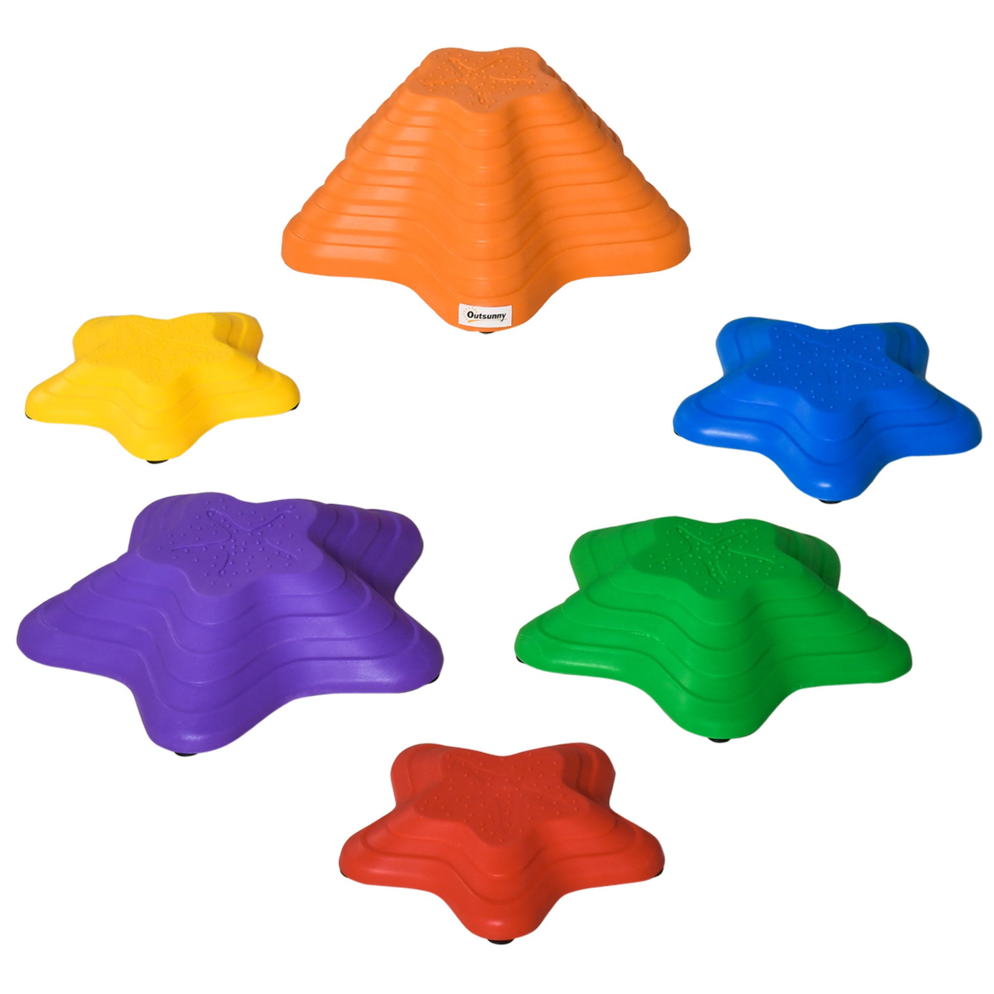 River Stones, 6-pc Balancing Stones, Balance Game, Non-Slip Stackable Stones, Stepping Stones Up to 80 kg Load Capacity, for Children Aged 3-8, Multicolored