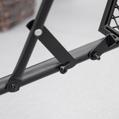 Foldable Metal Railing Table, Balcony Table with Adjustable Height for Railings 3-11cm, Semicircular Shape, 60x60x57-72cm, Black