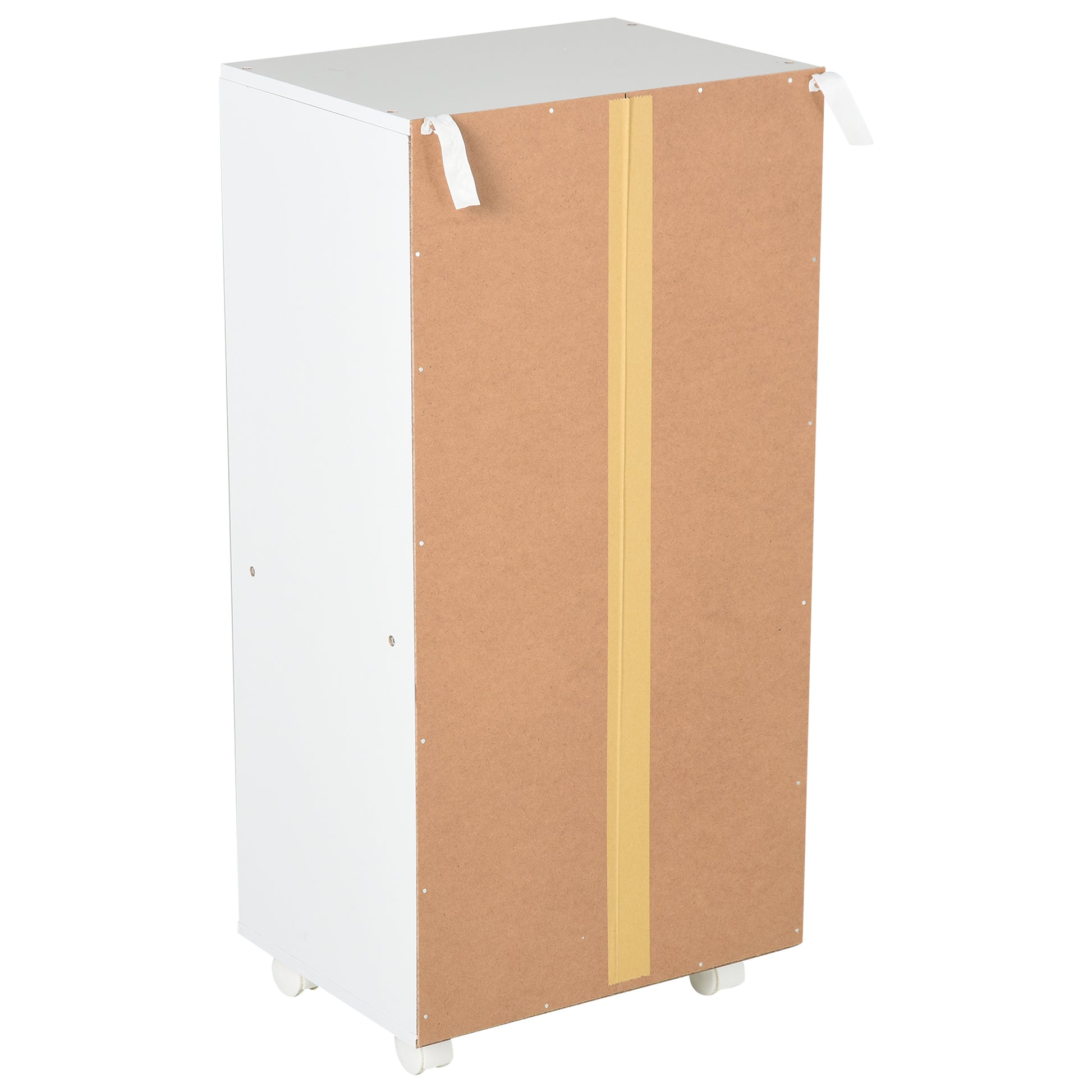 Office Drawer Unit with 3 Drawers and 4 Open Shelves Desk Drawer Unit with Wheels for Office Study 38x40x86.8 cm White